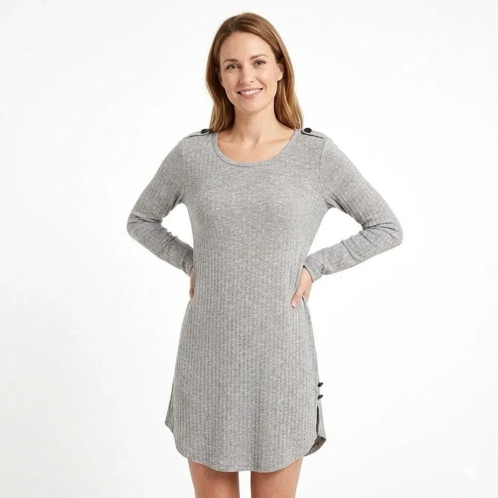 Simply Noelle Women Dress Tunic Size Small Gray Long Sleeve Pullover - Picture 2 of 12